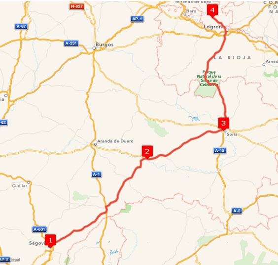Ruta Europa 2. Etappe - Segovia, Esteban de Gormaz, Soria, Laguardia, Álava